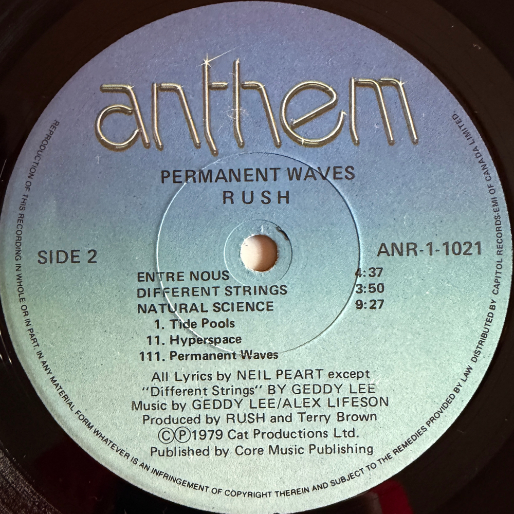Rush ‎– Permanent Waves (Канада 1980г.) Т