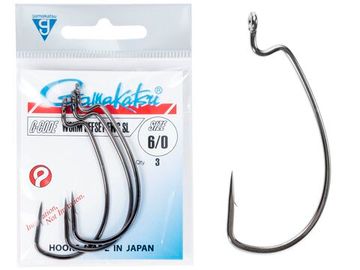 Крючки офсетные Gamakatsu WORM OFFSET EWG SL HOOKS BLACK разм. 6/0 3шт.