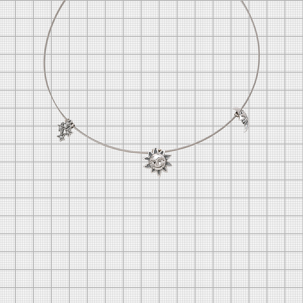 "Небосвод" колье в серебряном покрытии из коллекции " Звездочет" от Jenavi с замком карабин