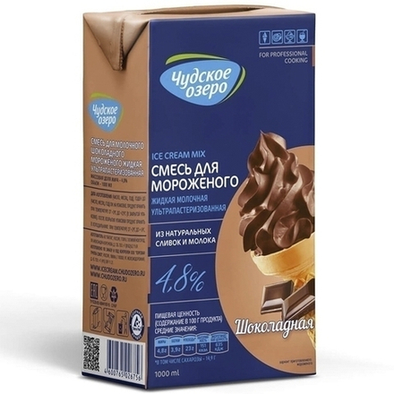 Смесь для мороженного ТМ "Чудское озеро", мдж 4,8 % 1,0 л (шоколад)