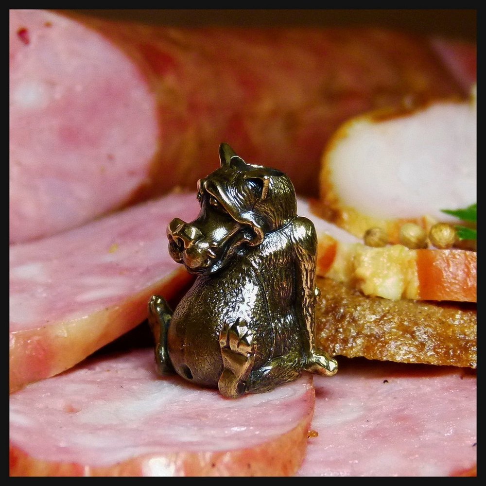 Бусина "Обжора" для темляков или браслетов бронза