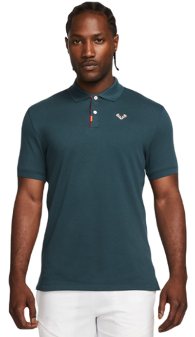 Мужское теннисное поло Nike Rafa Slim Polo - deep jungle/fireberry/fireberry