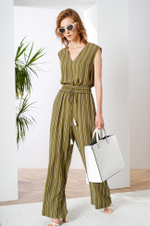 22330 Блузка женская (хаки полоска)