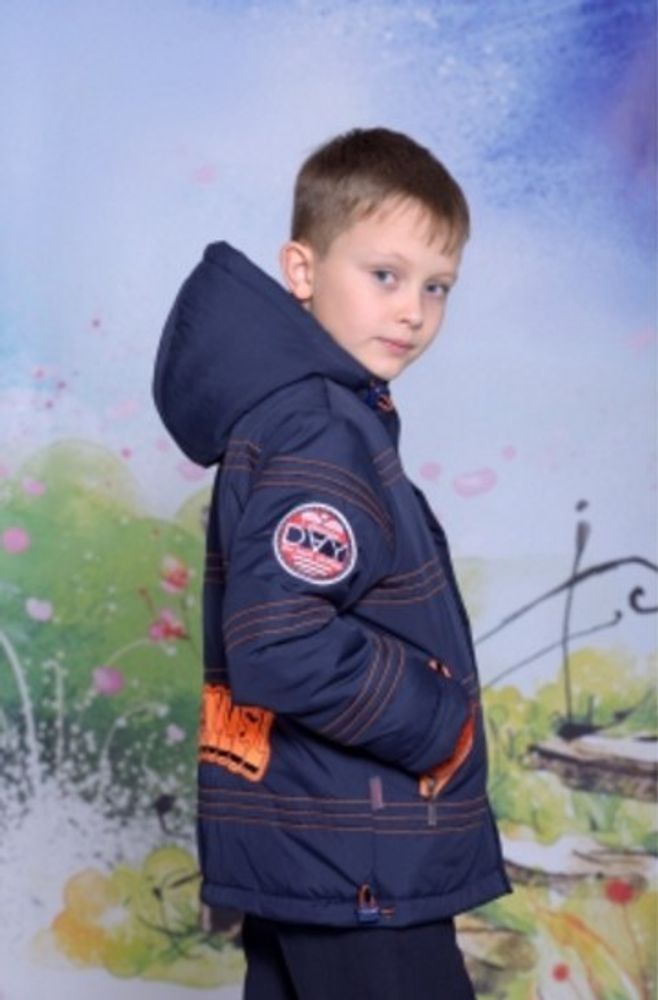 S3107 Куртка для мальчика т.синий/оранжевый
