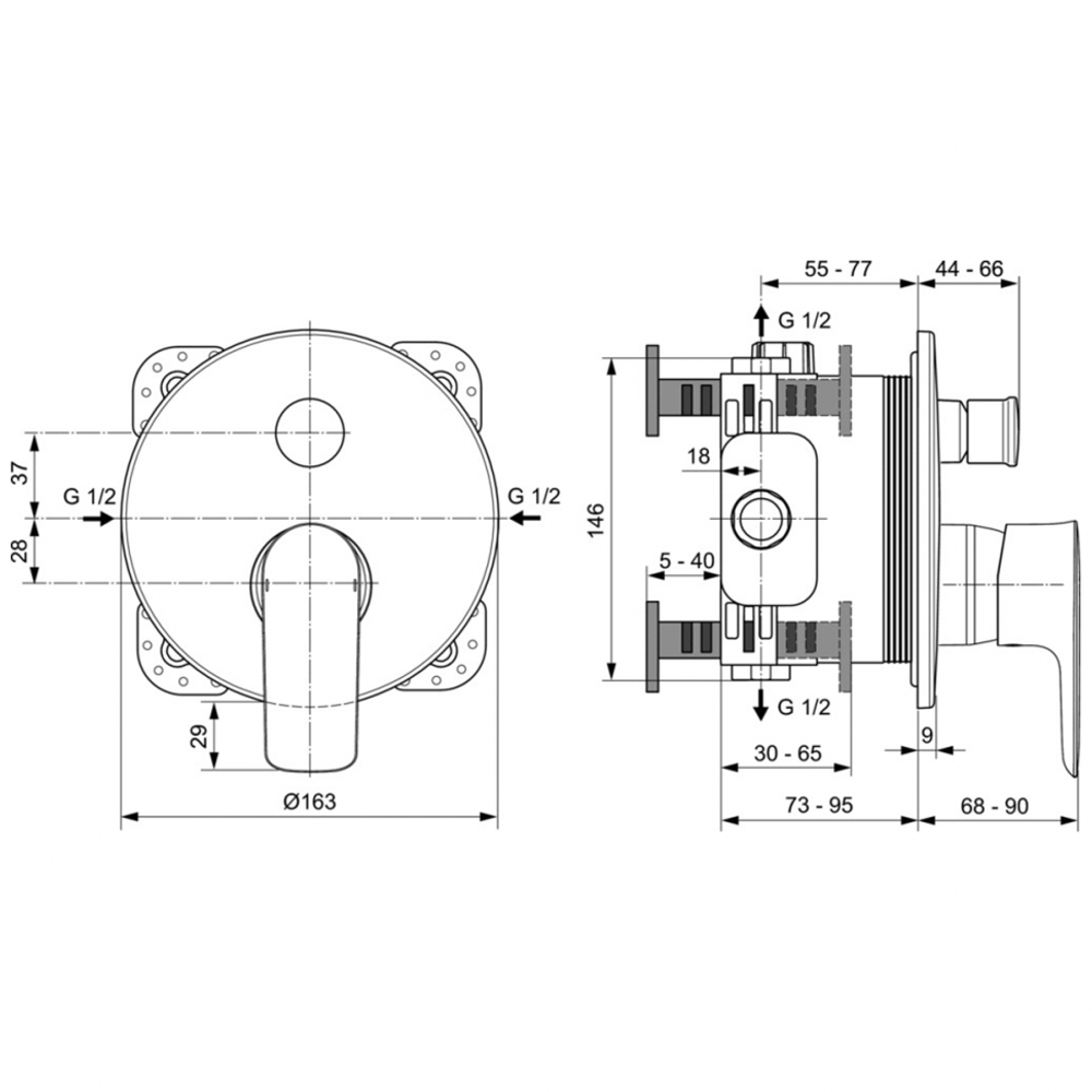 Встраиваемый смеситель для ванны/душа Ideal Standard CONNECT AIR A7035GN