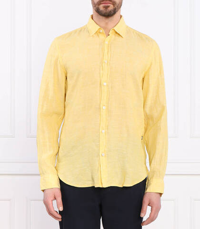 Льняная рубашка Liam BOSS BLACK - желтый(50490340)