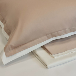 Постельное белье cемейное Сlaire&Caroll Lili бежевое с белым кантом