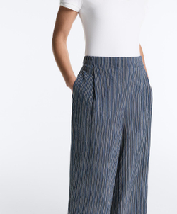 OYSHO Широкие брюки в полоску из хлопковой смеси, темно-синий