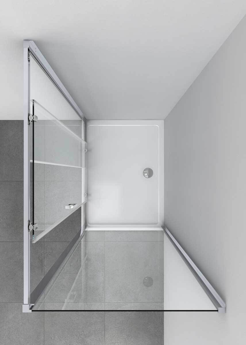 Душевой уголок Alpha VSR-3AL9011CLGM, 1100*900, вороненая сталь, стекло прозрачное