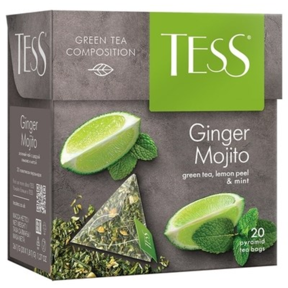 Чай зеленый Tess Ginger Mojito пирамидка 20 пакетов