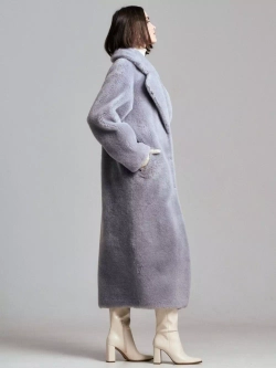 Шуба чебурашка длинная из овечьей шерсти, SilverFox (арт.S1072rm09bz)