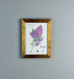 Фоторамка пластиковая 15х21 см, коричневая, фактура дерево, арт. 1521.628060