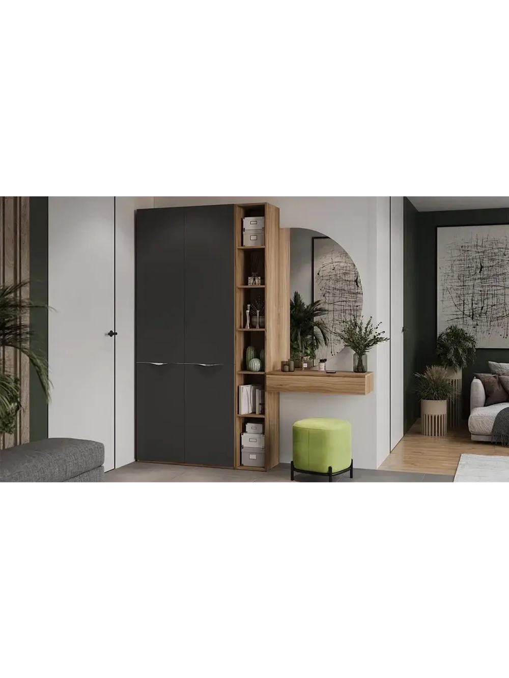 Прихожая с зеркалом Яблоня Беллуно 197х37х217