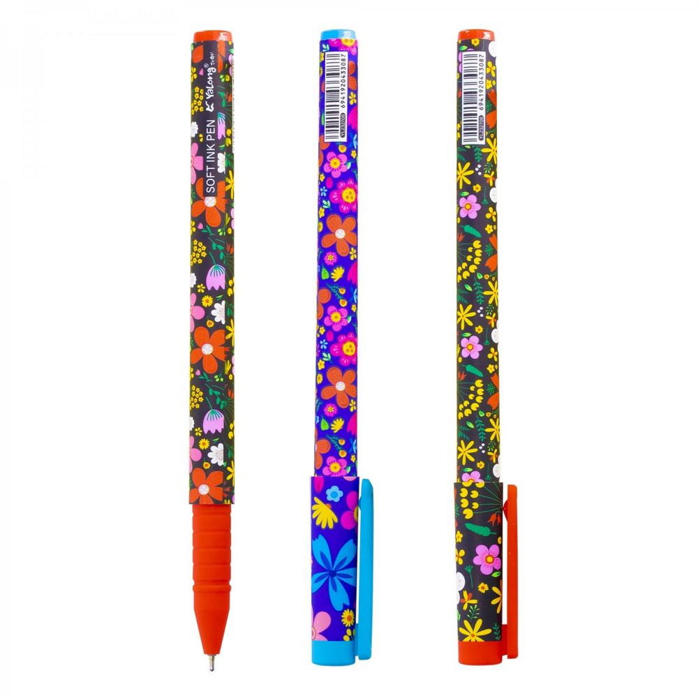 Ручка шариковая Yalong, на масляной основе, "Цветы", 0,7 мм, синяя, игольчатый наконечник, цветной пластиковый корус, карт. уп.