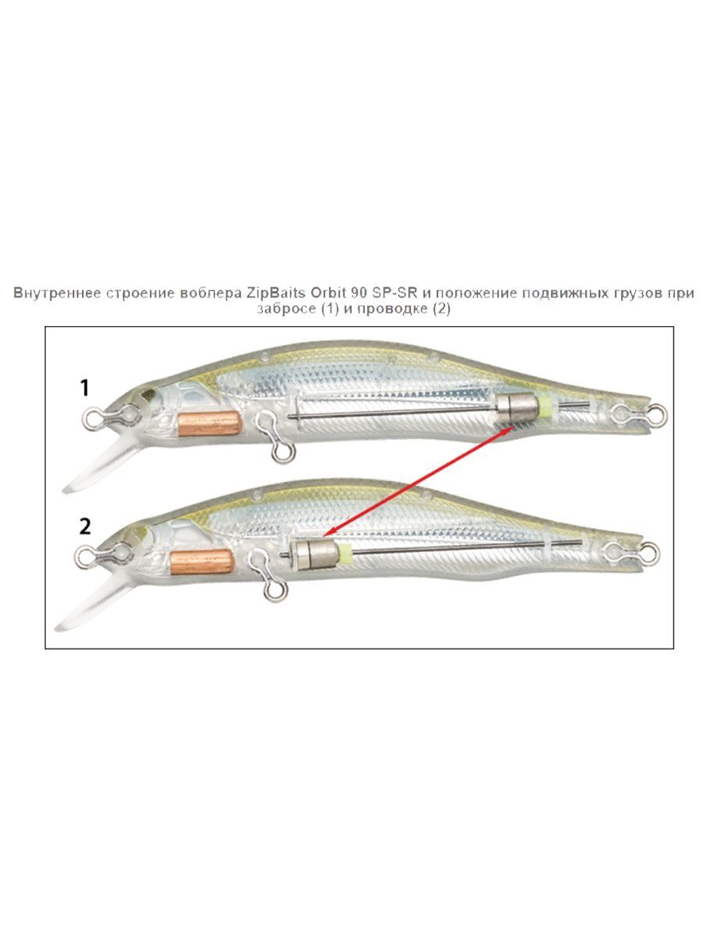 Воблер для рыбалки ZIPBAITS Orbit 90 SP-SR, 90мм, 10.2гр., заглубление 0.8-1.0м., цвет 105M, суспендер