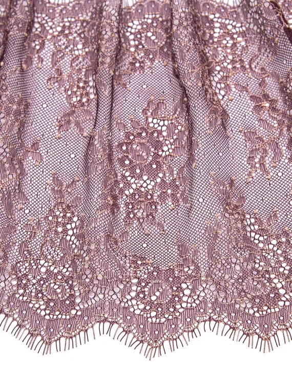 01-11 Кружево шантильи 21 см, шоколад/телесный