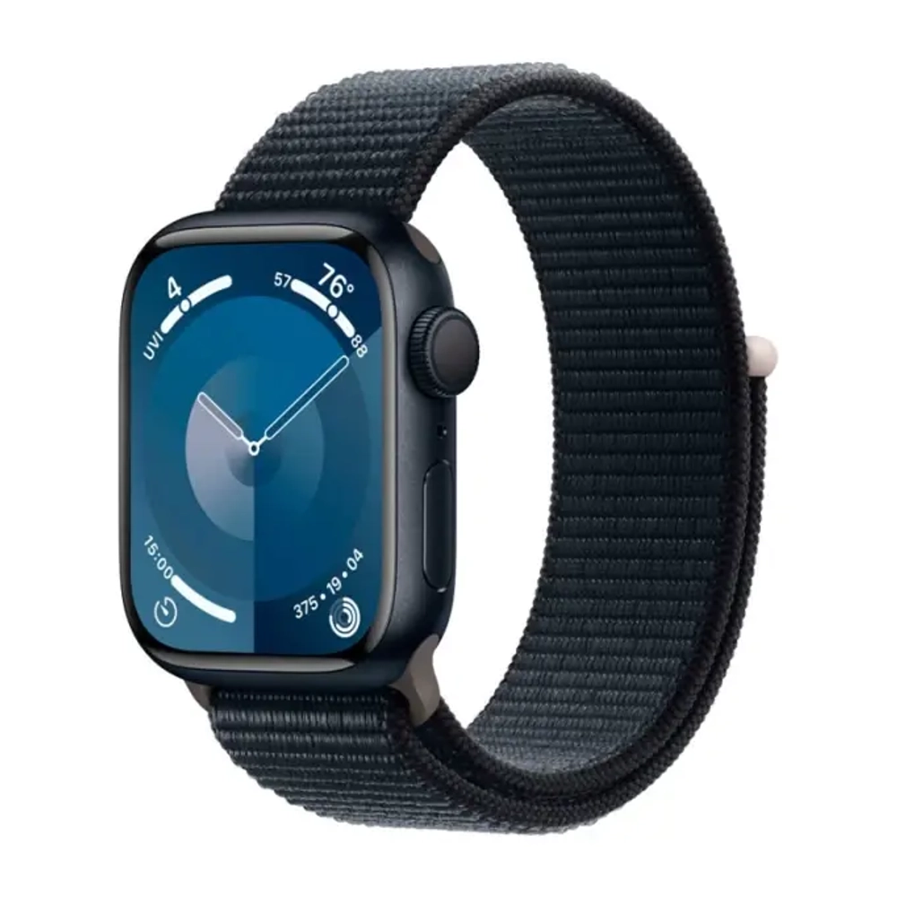 Apple Watch Series 9, 45 мм, алюминий цвета "тёмная ночь", спортивный ремешок "тёмная ночь"