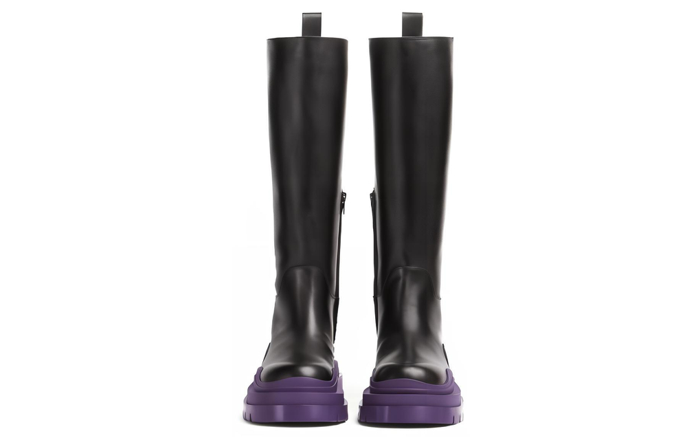 Bottega Veneta Tire Platform Knee high Boots Women"s Black Purple