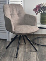 Стул М-City DISAUR Норман поворотный на 360 градусов, Bella-03, Cyprus-03 Латте, Шенилл, Замша, Черный каркас