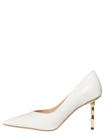 Женские туфли кожаные белые на бамбуковом каблуке