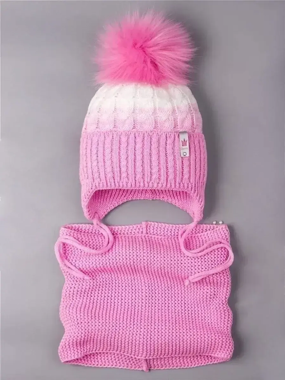 Шапка со снудом зимняя для девочки
