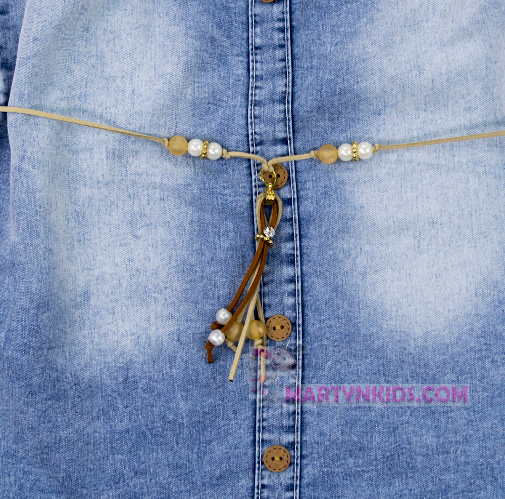 сарафан поясок-цветочек джинс 3337