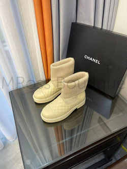 Женские бежевые ботинки Chanel (Шанель) премиум класса