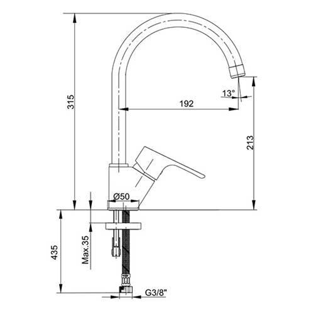 Смеситель E.С.А. Niobe 102118098EX  для кухни схема