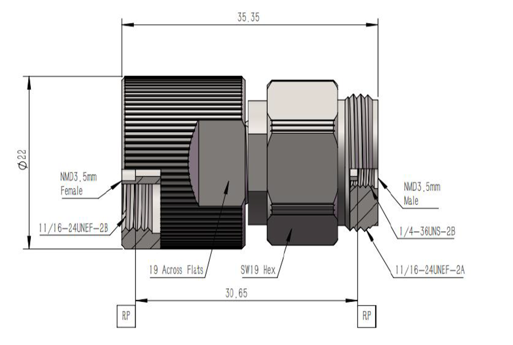 LT-NMD3.5FNMD3.5M, Коаксиальный переходник NMD (3.5 мм / 3.5 мм)