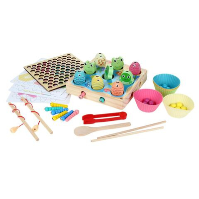 Развивающая игрушка деревянная Рыбалка 9 эл, коробка C-41675