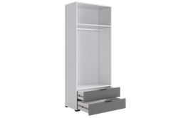 Шкаф двухдверный "Зефир" 108.01,(Белое дерево/Серый(эмаль),