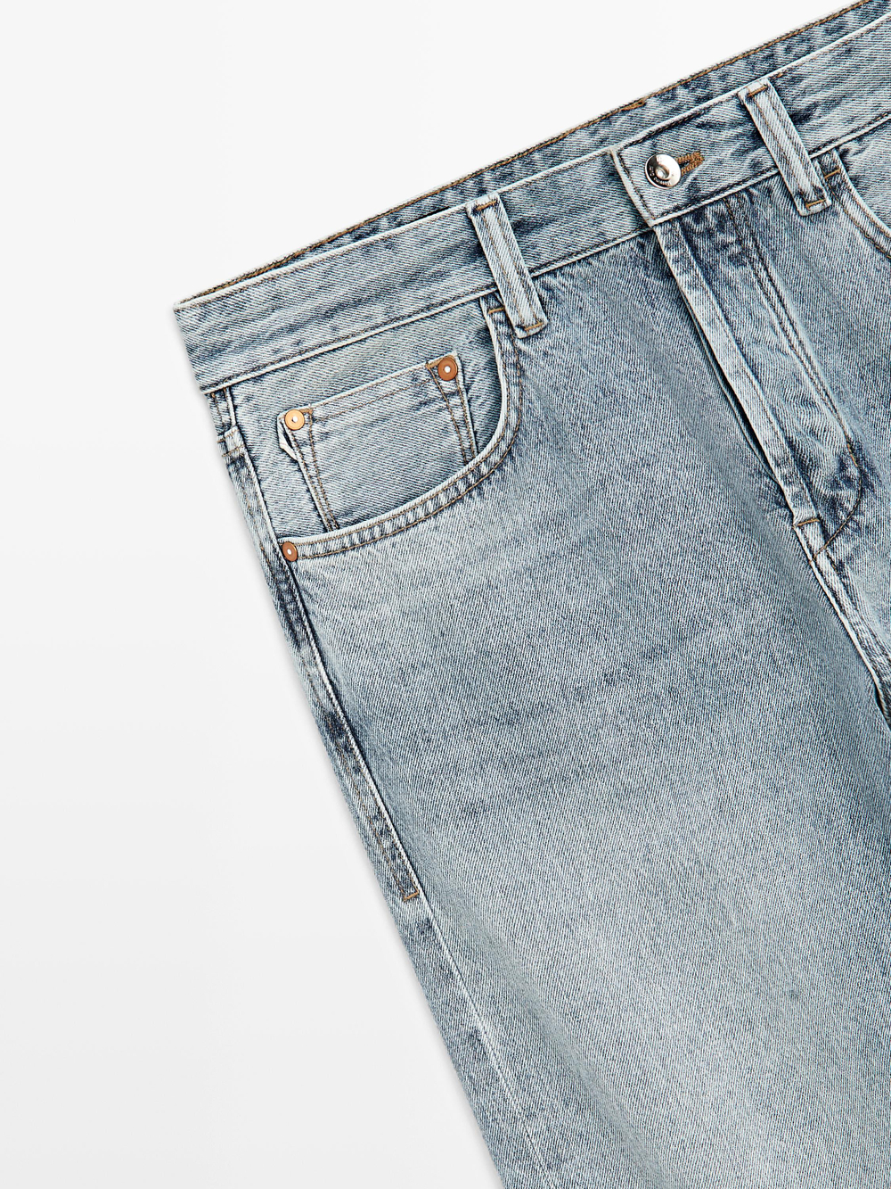 Massimo Dutti Джинсы с кромкой, светло-голубой