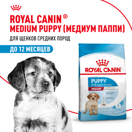 Royal Canin Medium Puppy Корм сухой для щенков средних размеров до 12 месяцев 3 кг