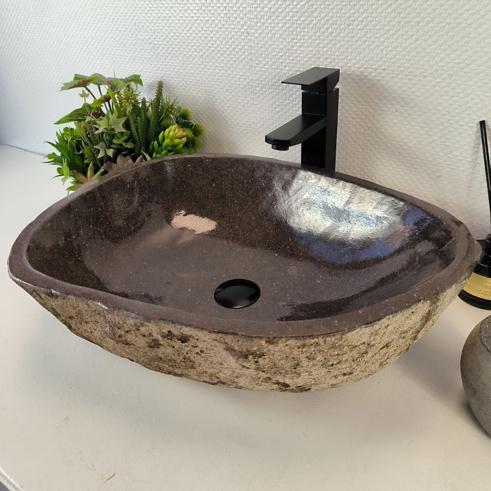 Каменная раковина из речного камня RS-05388 (55*44*15) 0857 из натурального камня