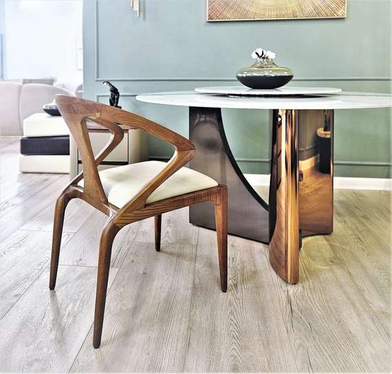 Стол с вращающейся столешницей Kadis, Ø130 см, белый керамогранит