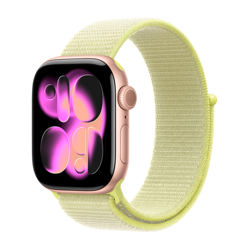 Умные часы Apple Watch Series 11 GPS, 42mm, Rose Gold Aluminium Case with Neon Yellow Sport Loop
