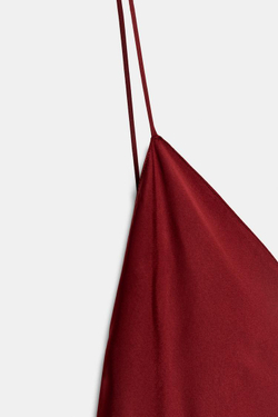 ZARA АТЛАСНОЕ ПЛАТЬЕ-КОМБИНАЦИЯ ИЗ КОЛЛЕКЦИИ ZW, ВИННЫЙ