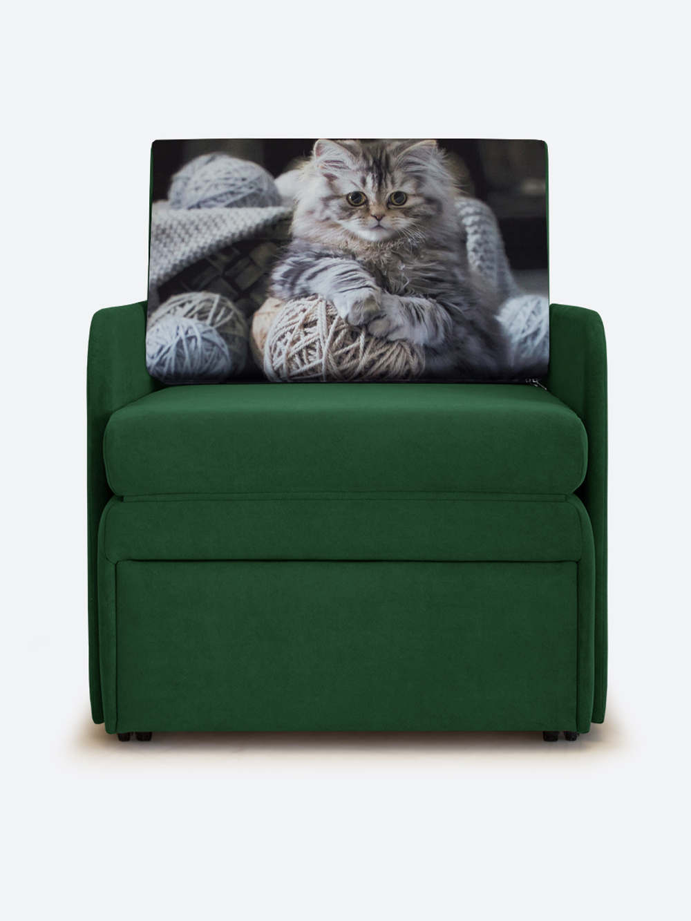 Кресло-кровать "Миник" с подлокотниками, купон Котенок в клубках