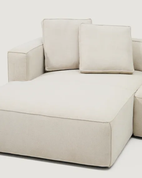 Диван-кровать Marela бежевый шенилл 3-местный с кушеткой слева 236 см