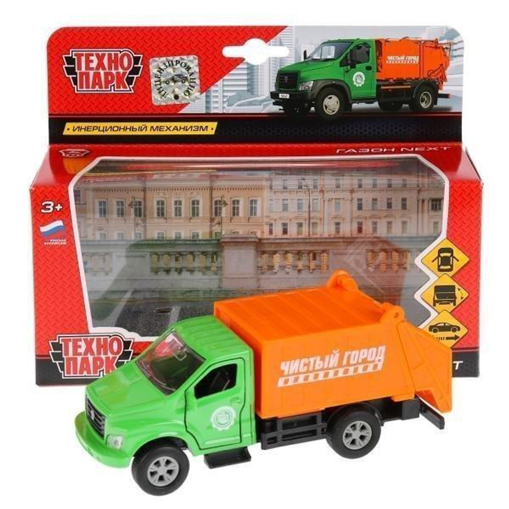 Модель ин. мет. "ГАЗ Газон NEXT мусоровоз" 15,5см, открыв. двери,в коробка SB-18-29-G-WB (Технопарк)