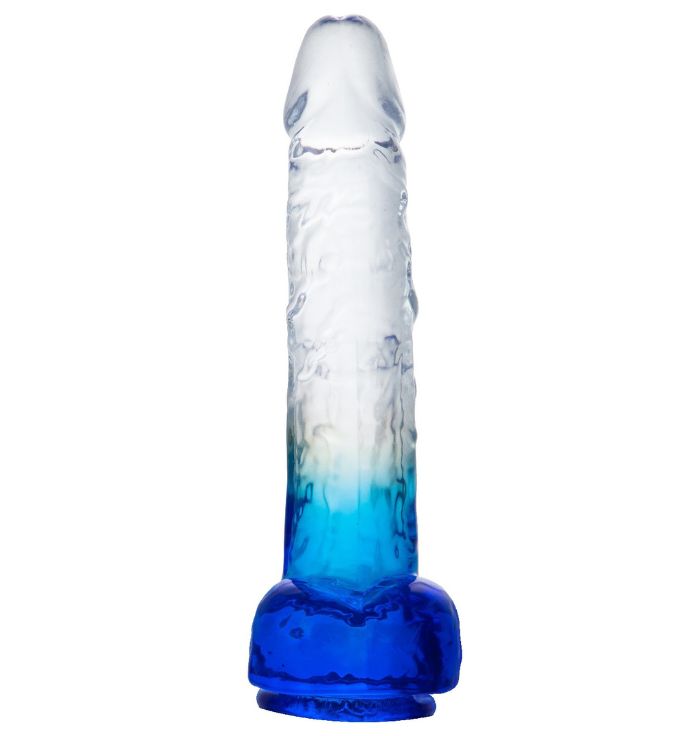 Фаллоимитатор реалистичный с мошонкой синий 24 см