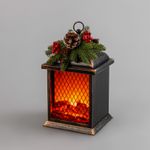 Светодиодный камин Рождество с эффектом живого огня 15х14х26см, батарейки 2хС (не в комплекте) и USB