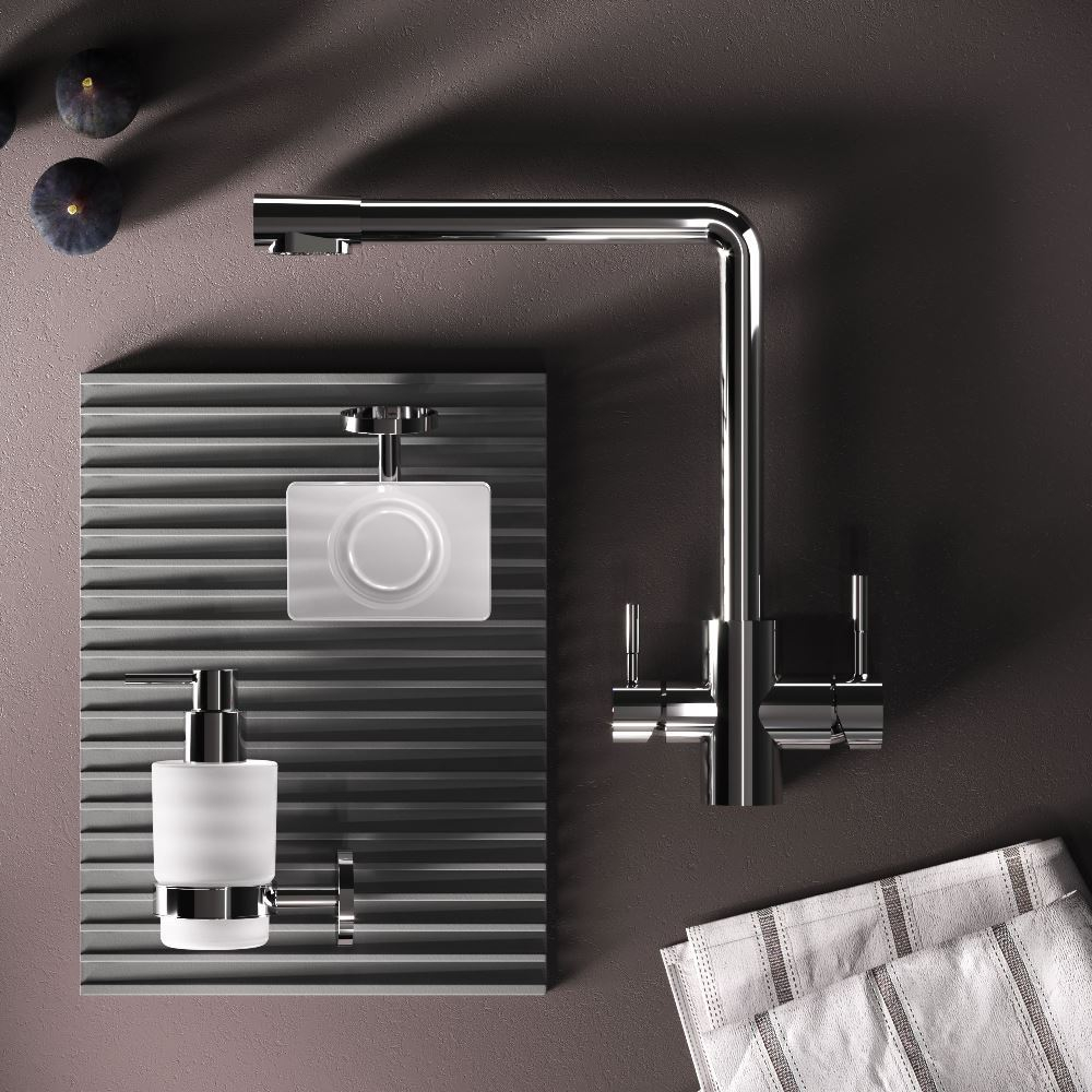 Смеситель для кухни с L-изливом с каналом для питьевой воды, хром AM.PM X-Joy S F85B05700