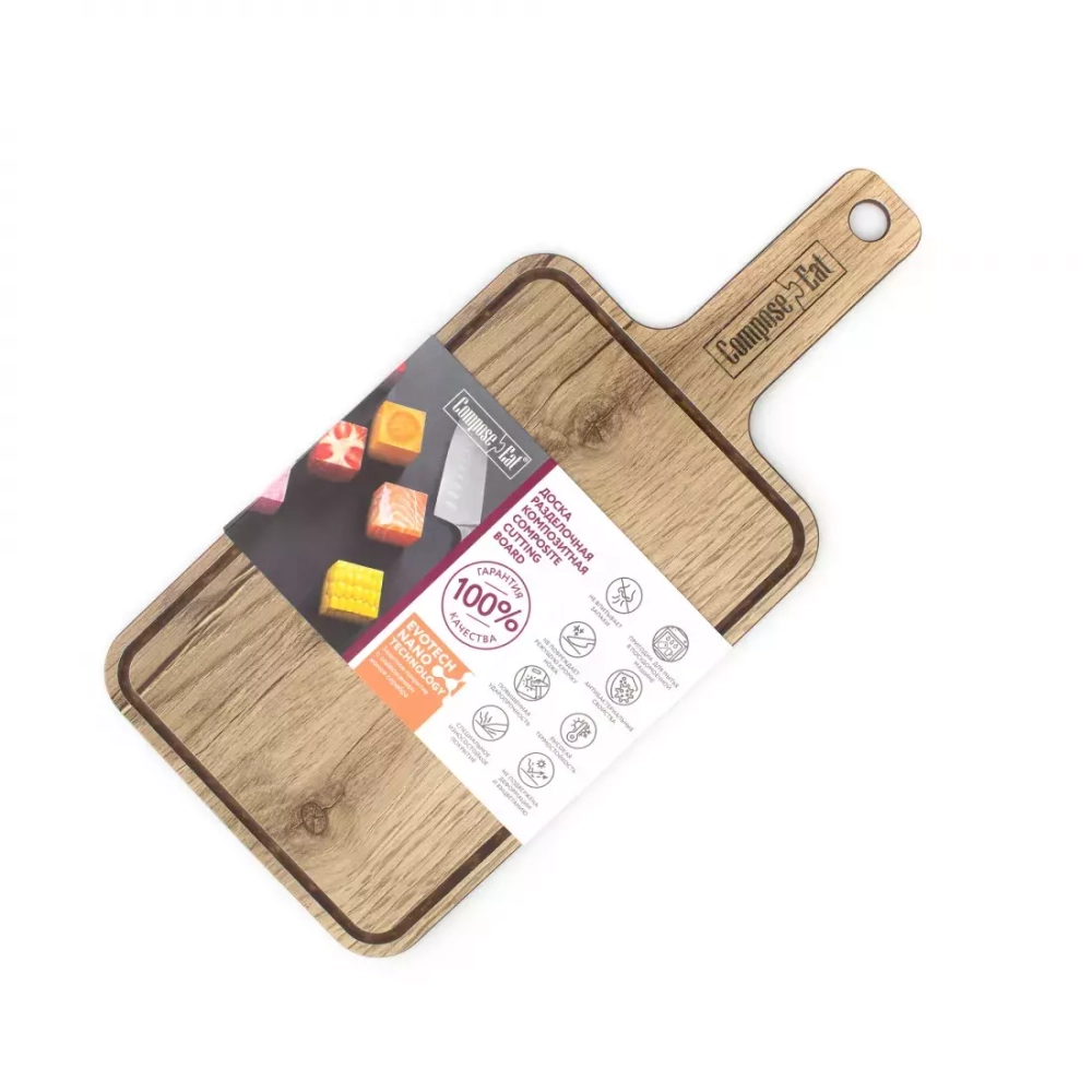 Доска разделочная с ручкой 15х33см ComposeEat Everyday дуб натуральный