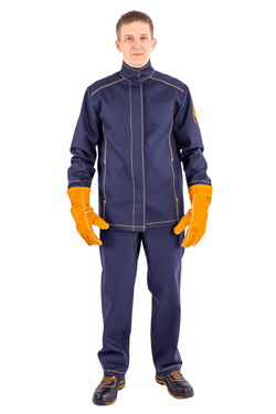 Костюм мужской защитный сварщика ВОЛАТ (куртка+брюки) пл. 490, 100% х/б, р-р 48-50/170-176 (РБ)