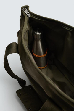 ZARA НЕЙЛОНОВЫЙ ШОПЕР, ЗЕЛЕНЫЙ ХАКИ