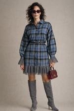 Платье рубашка в клетку длина мини