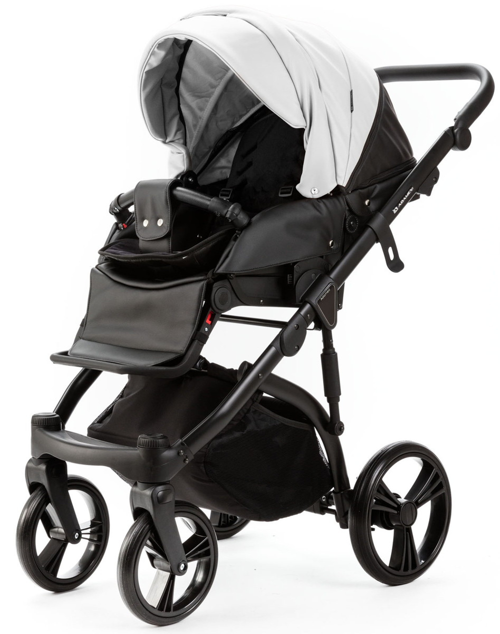 Детская коляска Adamex Lanti Deluxe 3 в 1 LN-SD01 (БЕЛ.КОЖА + ЧЕРН. КОЖА)