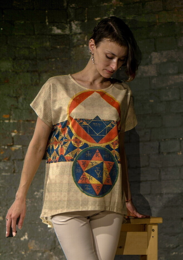 Футболка "Каббала", по мотивам иллюстраций из каббалистического трактата Жана Тено, 16 век.