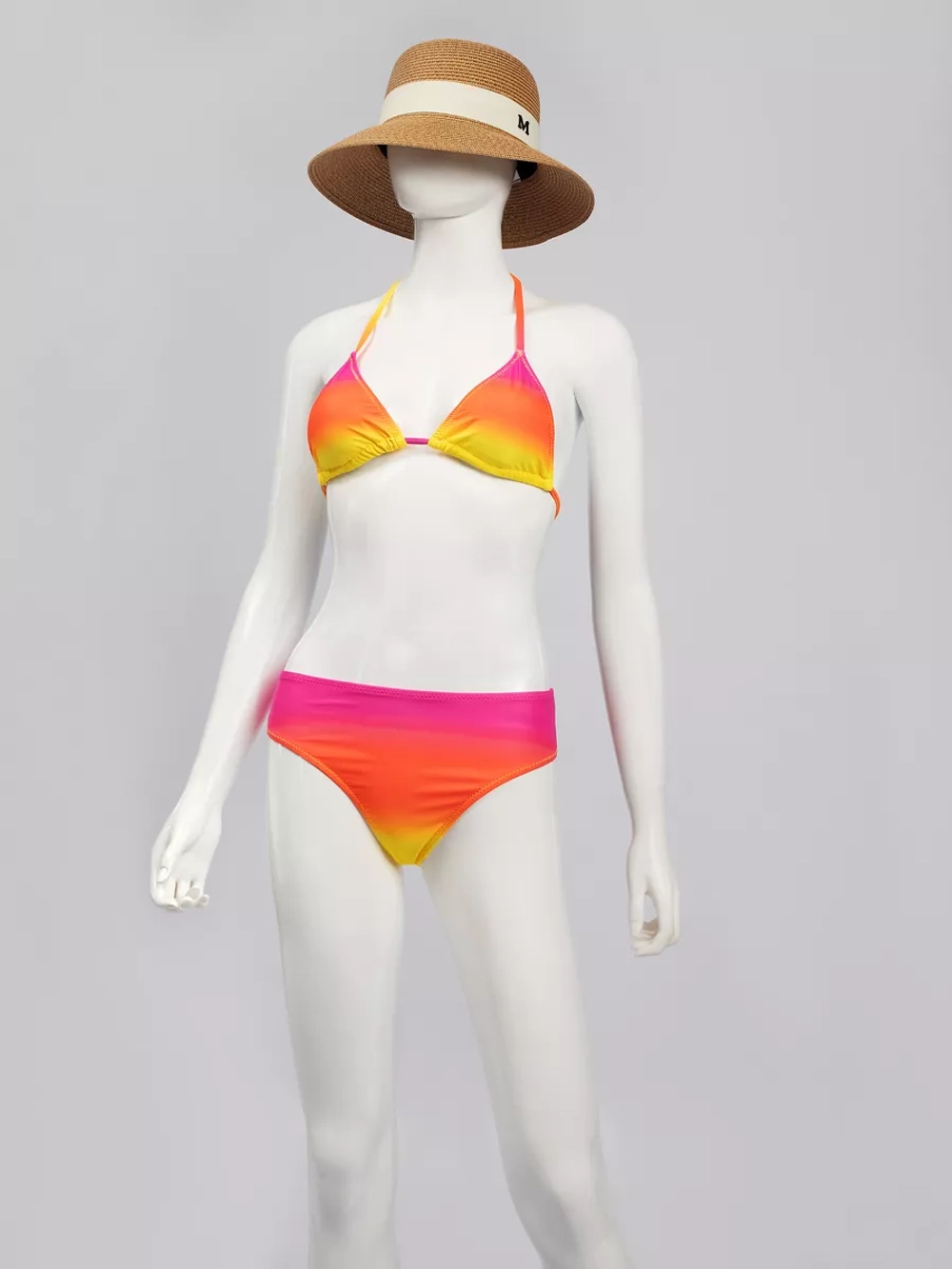 купальник раздельный 3 в 1 на завязках с туникой удлиненной